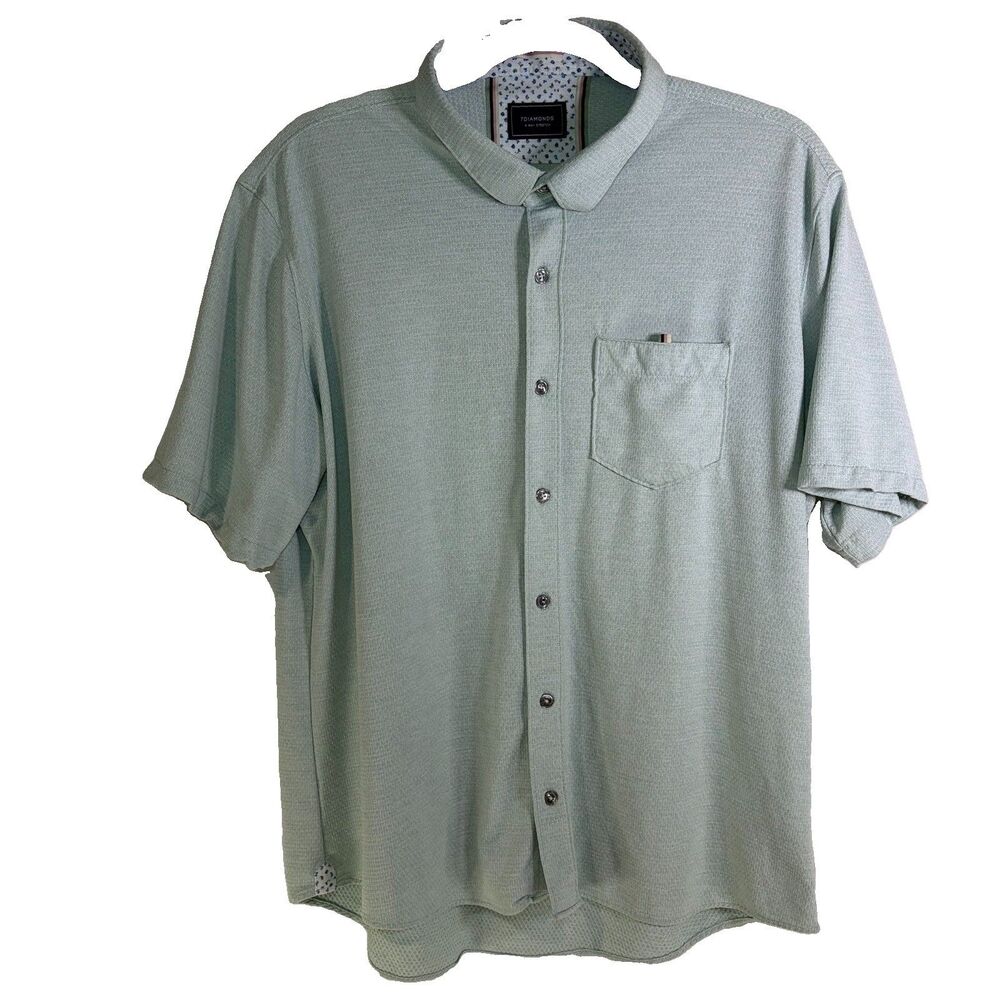 7 Diamonds 4-Way Stretch Polo Shirt Mens XL Seafoam Geometric